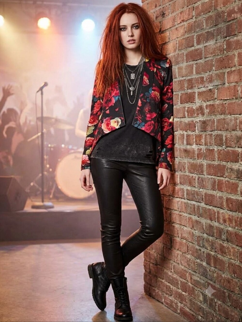 GUESS Spanish Rose Black, Red and Jewel-Toned Floral Cropped Draped Jacket